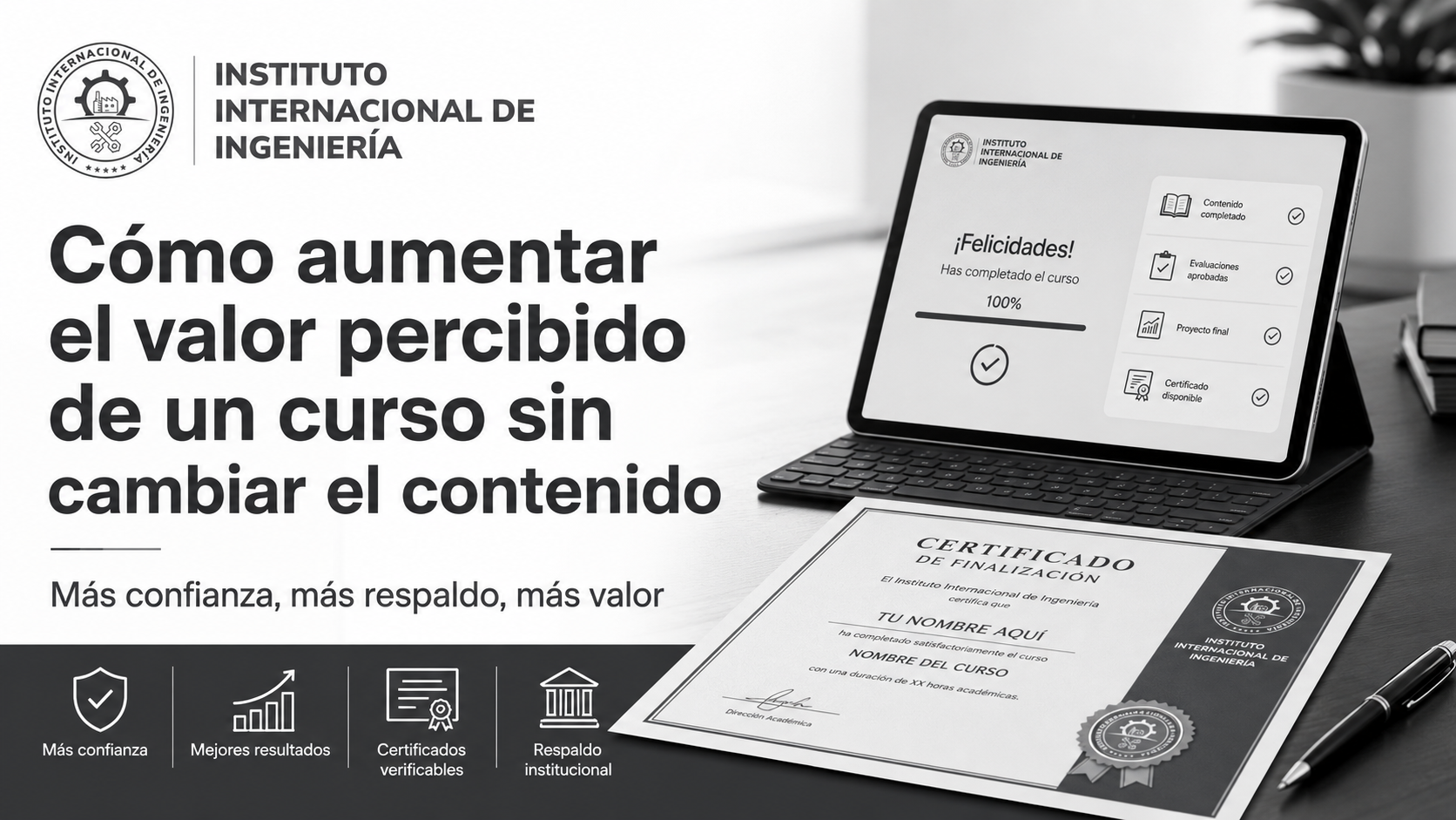 Curso con mayor valor percibido gracias a certificados verificables y respaldo institucional 3i