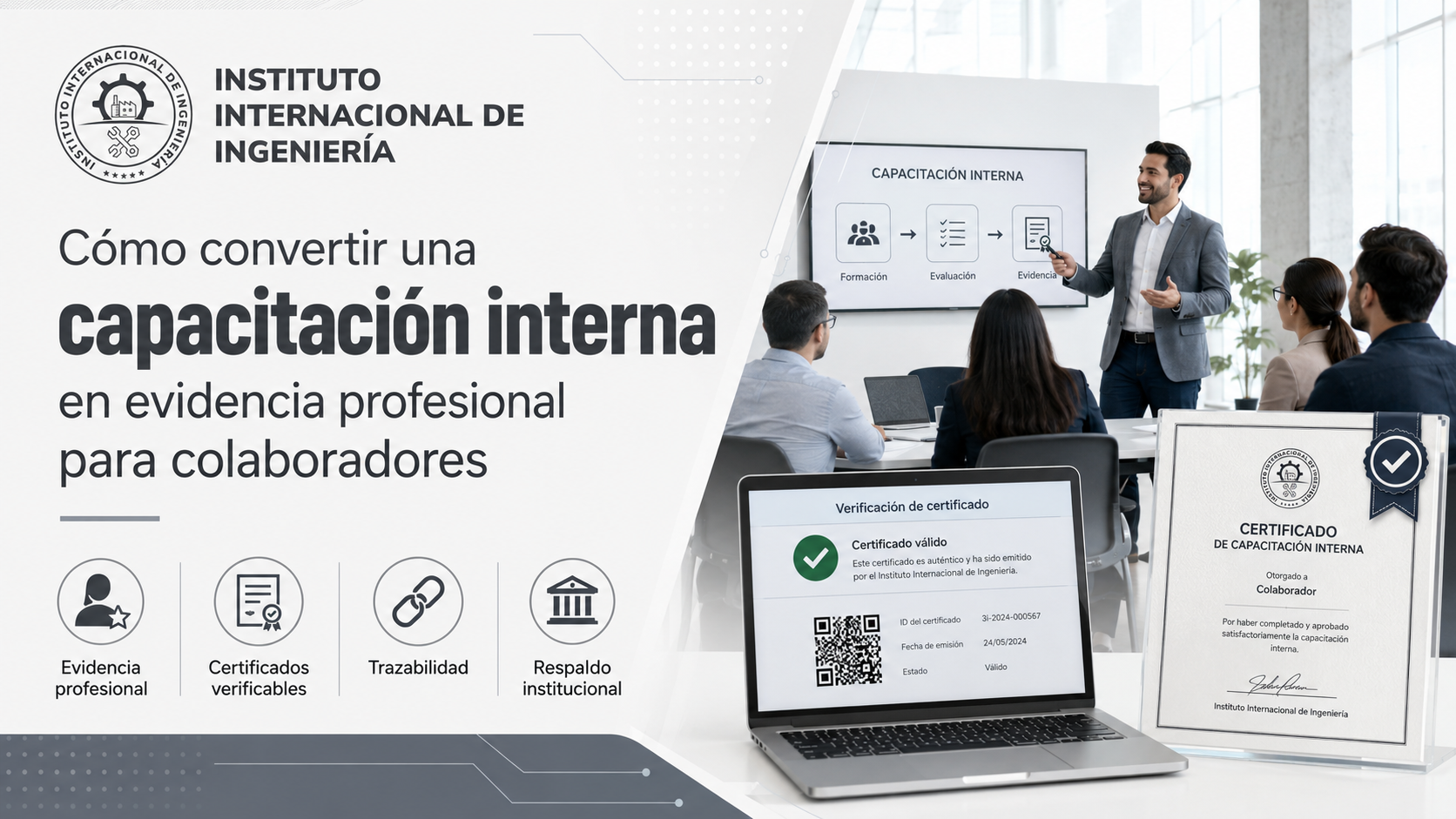 Capacitación interna con certificados verificables y evidencia profesional para colaboradores 3i