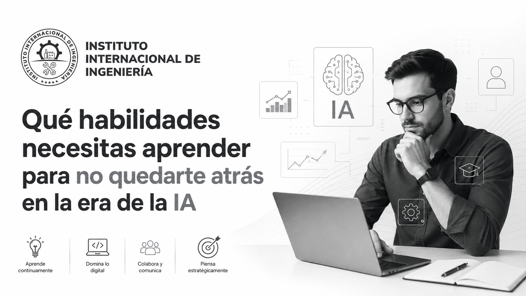 Imagen de portada sobre habilidades digitales, pensamiento crítico y aprendizaje continuo en la era de la IA