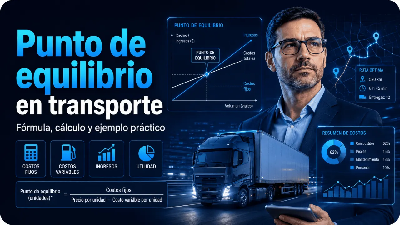 Punto de equilibrio en transporte: fórmula, cálculo y ejemplo práctico